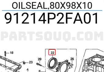 Honda 91214P2FA01 OILSEAL,80X98X10