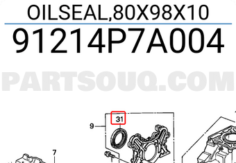 Honda 91214P7A004 OILSEAL,80X98X10