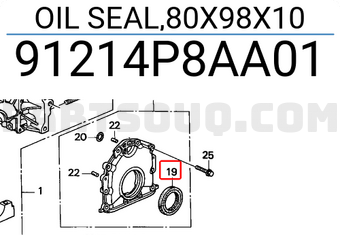 Honda 91214P8AA01 OIL SEAL,80X98X10