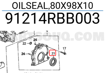 Honda 91214RBB003 OILSEAL,80X98X10