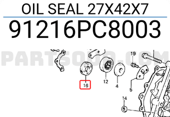 Honda 91216PC8003 OIL SEAL 27X42X7