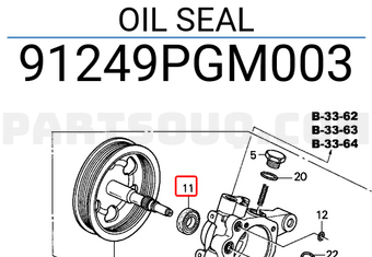 Honda 91249PGM003 OIL SEAL