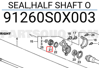 Honda 91260S0X003 SEAL,HALF SHAFT O
