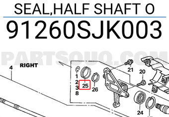 Honda 91260SJK003 SEAL,HALF SHAFT O
