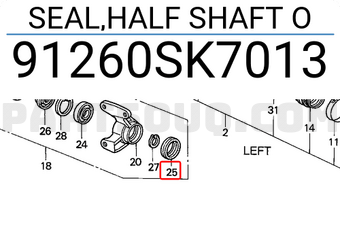 Honda 91260SK7013 SEAL,HALF SHAFT O