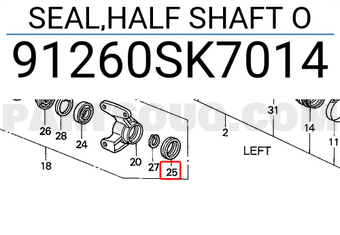 Honda 91260SK7014 SEAL,HALF SHAFT O