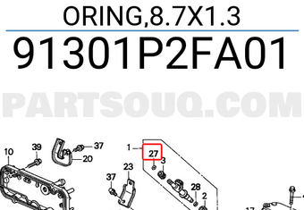 Honda 91301P2FA01 ORING,8.7X1.3