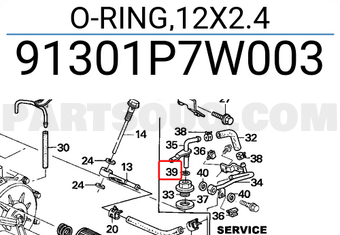 Honda 91301P7W003 O-RING,12X2.4