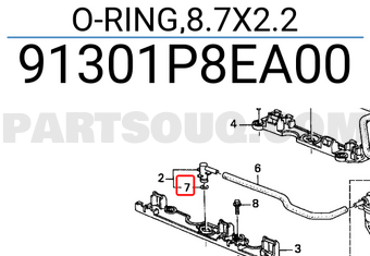 Honda 91301P8EA00 O-RING,8.7X2.2