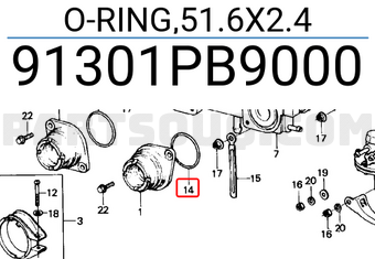 Honda 91301PB9000 O-RING,51.6X2.4