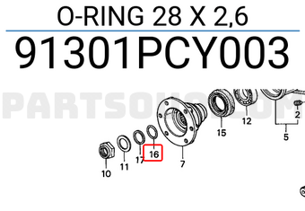 Honda 91301PCY003 O-RING 28 X 2,6