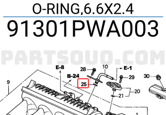 Honda 91301PWA003 O-RING,6.6X2.4