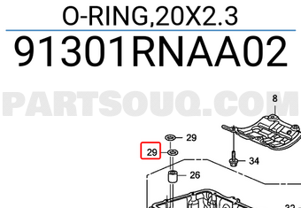 Honda 91301RNAA02 O-RING,20X2.3