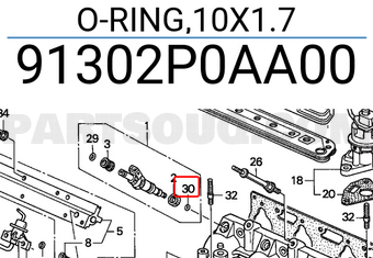 Honda 91302P0AA00 O-RING,10X1.7