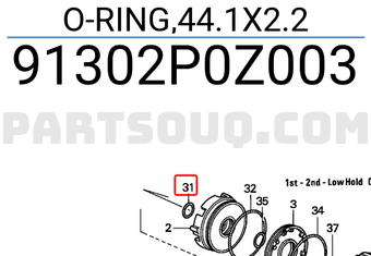 Honda 91302P0Z003 O-RING,44.1X2.2