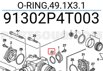Honda 91302P4T003 O-RING,49.1X3.1