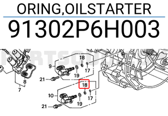 Honda 91302P6H003 ORING,OILSTARTER
