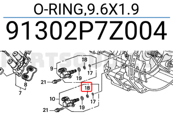 Honda 91302P7Z004 O-RING,9.6X1.9
