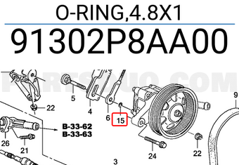Honda 91302P8AA00 O-RING,4.8X1