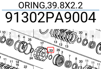 Honda 91302PA9004 ORING,39.8X2.2