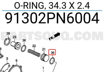 Honda 91302PN6004 O-RING, 34.3 X 2.4