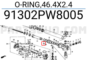 Honda 91302PW8005 O-RING,46.4X2.4