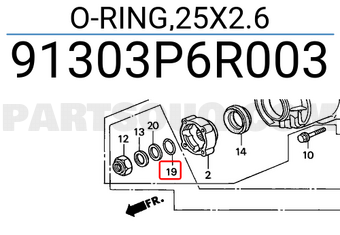 Honda 91303P6R003 O-RING,25X2.6