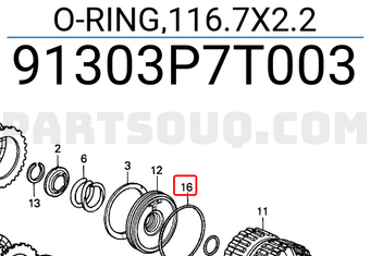 Honda 91303P7T003 O-RING,116.7X2.2