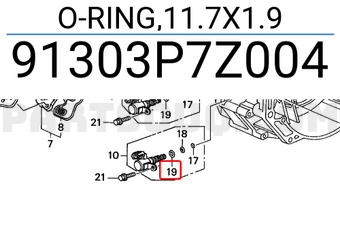 Honda 91303P7Z004 O-RING,11.7X1.9
