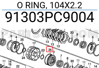 Honda 91303PC9004 O RING, 104X2.2