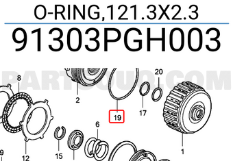 Honda 91303PGH003 O-RING,121.3X2.3