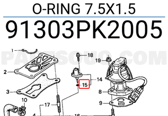 Honda 91303PK2005 O-RING 7.5X1.5