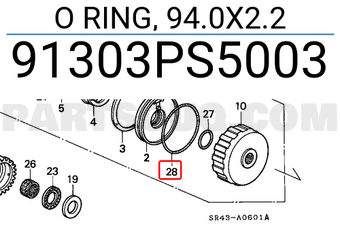 Honda 91303PS5003 O RING, 94.0X2.2