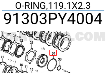 Honda 91303PY4004 O-RING,119.1X2.3