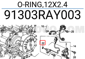 Honda 91303RAY003 O-RING,12X2.4