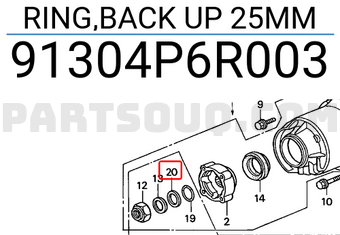 Honda 91304P6R003 RING,BACK UP 25MM