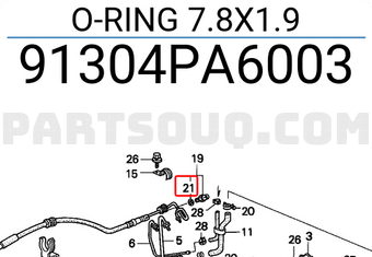 Honda 91304PA6003 O-RING 7.8X1.9