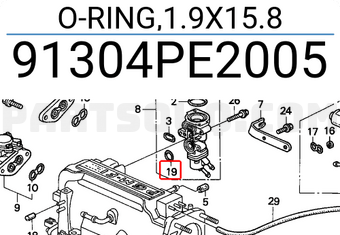 Honda 91304PE2005 O-RING,1.9X15.8