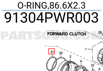 Honda 91304PWR003 O-RING,86.6X2.3