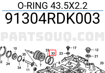 Honda 91304RDK003 O-RING 43.5X2.2
