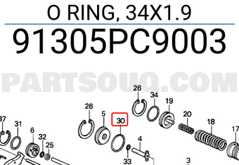 Honda 91305PC9003 O RING, 34X1.9