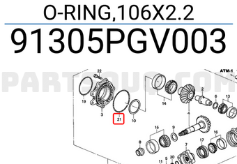 Honda 91305PGV003 O-RING,106X2.2