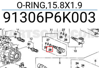 Honda 91306P6K003 O-RING,15.8X1.9