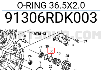 Honda 91306RDK003 O-RING 36.5X2.0
