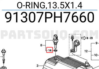 Honda 91307PH7660 O-RING,13.5X1.4