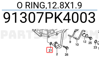 Honda 91307PK4003 O RING,12.8X1.9