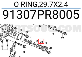 Honda 91307PR8005 O RING,29.7X2.4