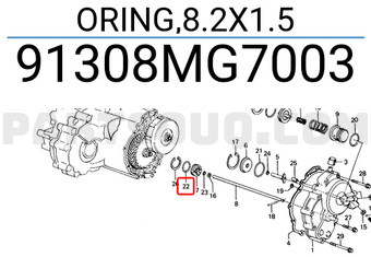 Honda 91308MG7003 ORING,8.2X1.5