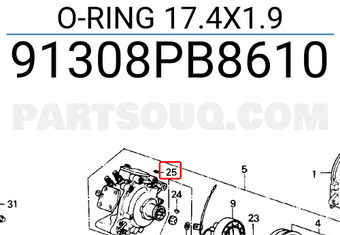 Honda 91308PB8610 O-RING 17.4X1.9