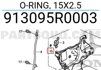 Honda 913095R0003 O-RING, 15X2.5
